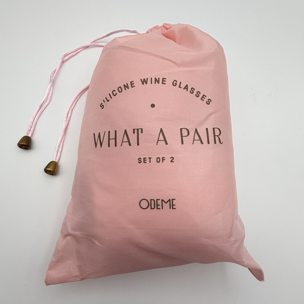 Odeme Pink Silicone Wine Glasses What A Pair Set of 2 Stemless Portable Cups New